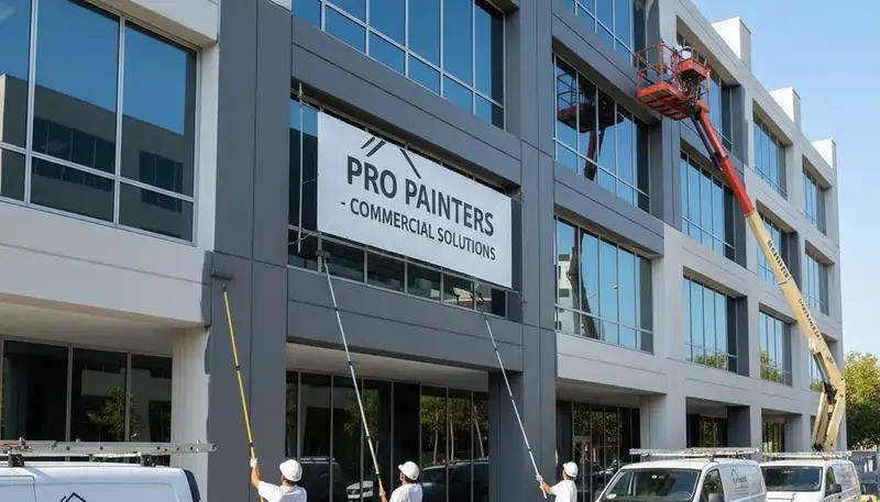Professional commercial painters applying durable exterior coating in Detroit, MI