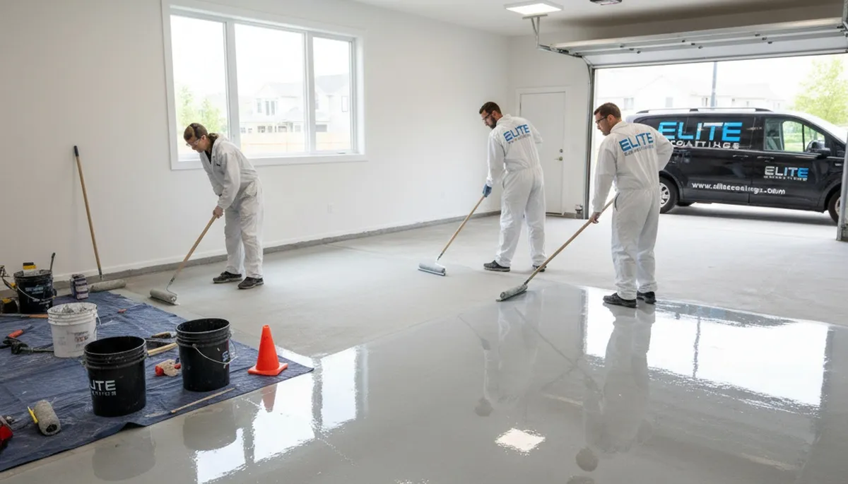 Professional epoxy floor coating in Detroit MI garage for durable, moisture-resistant finish