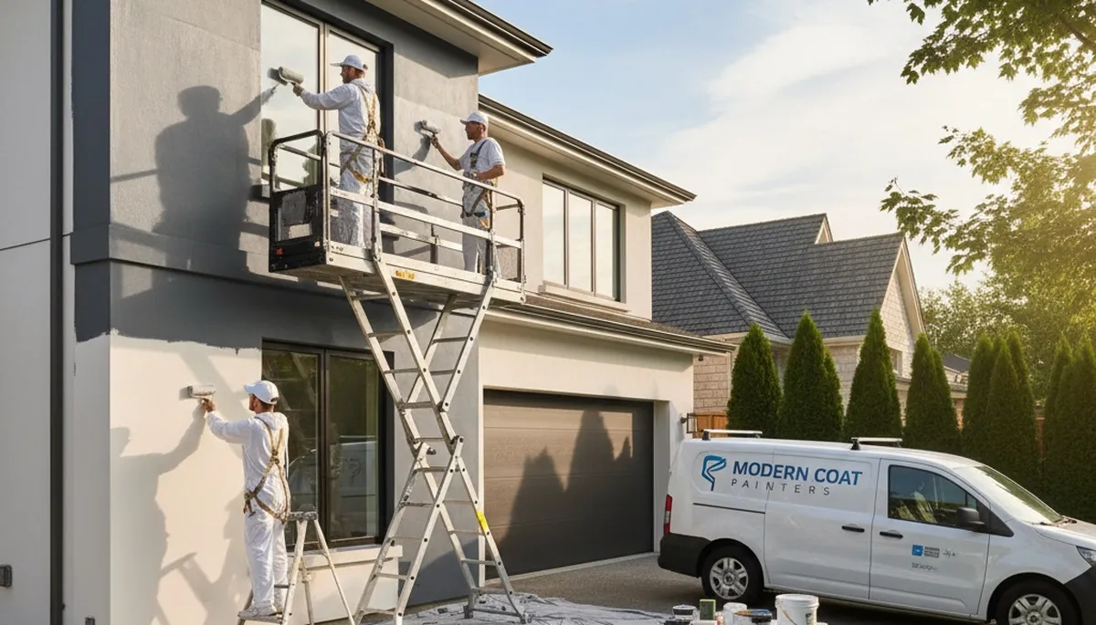 Professional exterior house painters applying weather-resistant paint in Detroit, MI