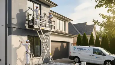 Professional exterior house painters applying weather-resistant paint in Detroit, MI