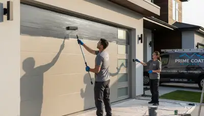 Professional garage door painting in Detroit MI enhancing curb appeal with durable exterior finish