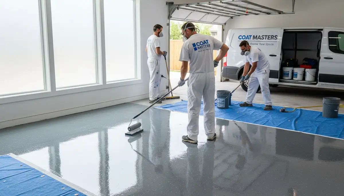 Epoxy garage floor coating in Detroit MI providing durable, salt-resistant protection for concrete floors