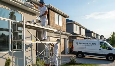 Professional gutter painting on a Detroit MI home enhancing curb appeal and rust protection
