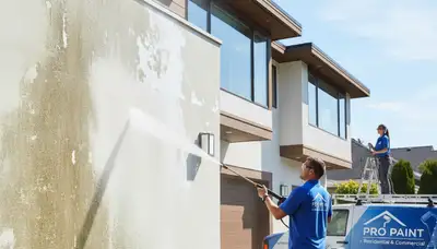 Professional pressure cleaning on Detroit MI home exterior by expert house painters