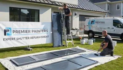 Professional shutter painting on a Detroit MI home by local house painters for durable, weatherproof results