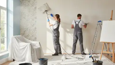 Professional wallpaper removal by house painters in Detroit, MI for smooth interior wall prep